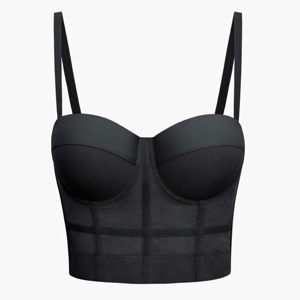 NWT Micas Sexy Black Mesh Underwire Bustier Top